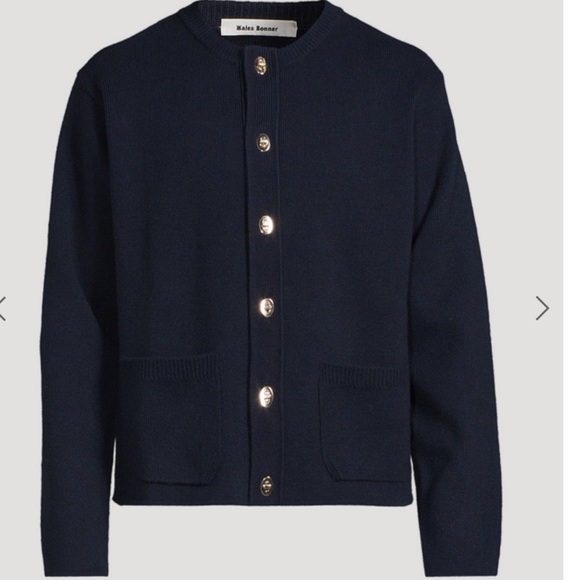 Wales Bonner Night Wool and Cashmere Cardigan with Gold Accents (Unisex) - Picture 1 of 8